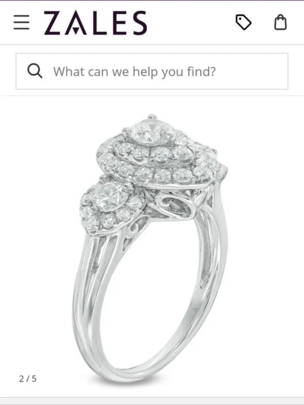 Diamond Halo Three-Stone Ring in Silver Tone - White1-1/2 CT. T. W. Diamond Past